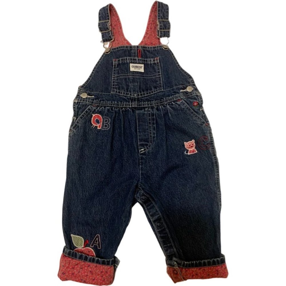 OshKosh Girls ABC Denim Overalls - Size 18 Months